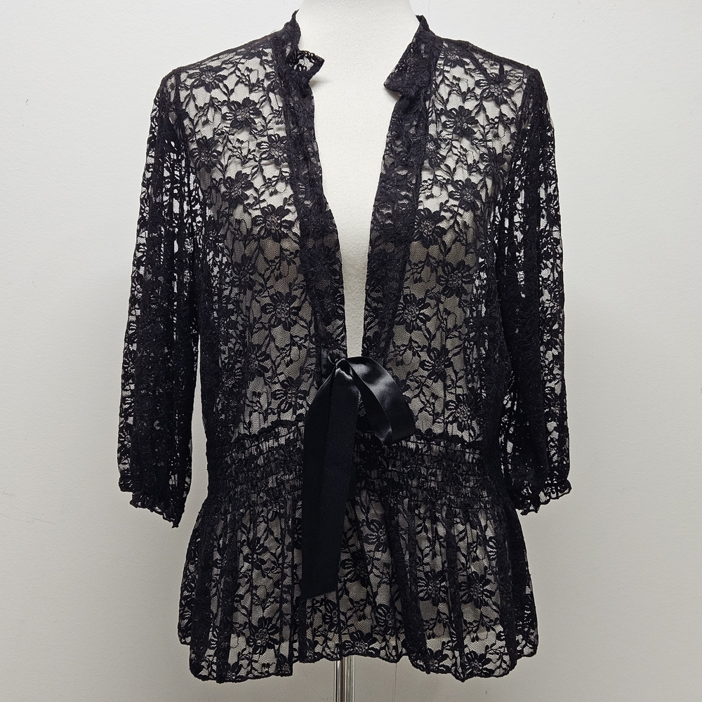 C. O. C. Lace Sheer Top Size 3XL Black Layering Piece Whimsigoth Gothic Academia